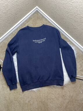 Cotton On Men's Navy Blue Radiowave Journal Los Angeles CA Pullover Sweater M